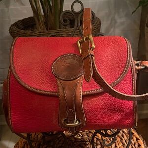 Dooney & Bourke Vintage Red and Brown Leather Crossbody Bag